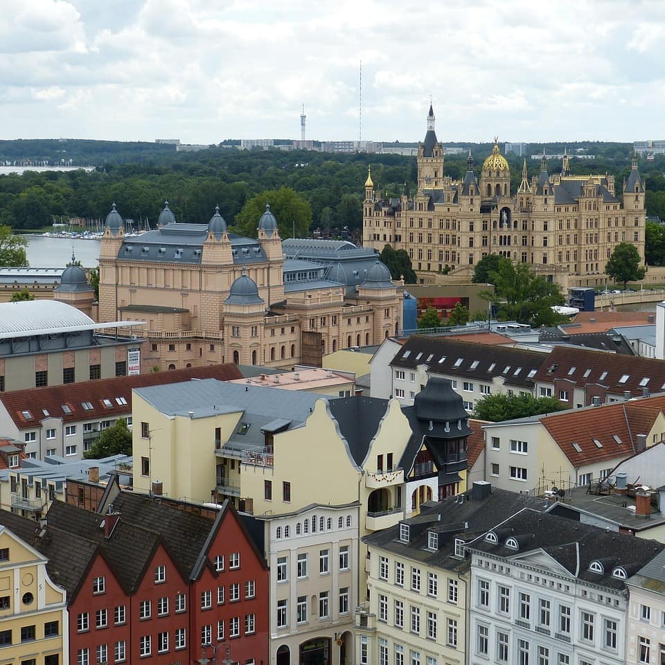 Blich auf das Zentrum von Schwerin mit dem Dom