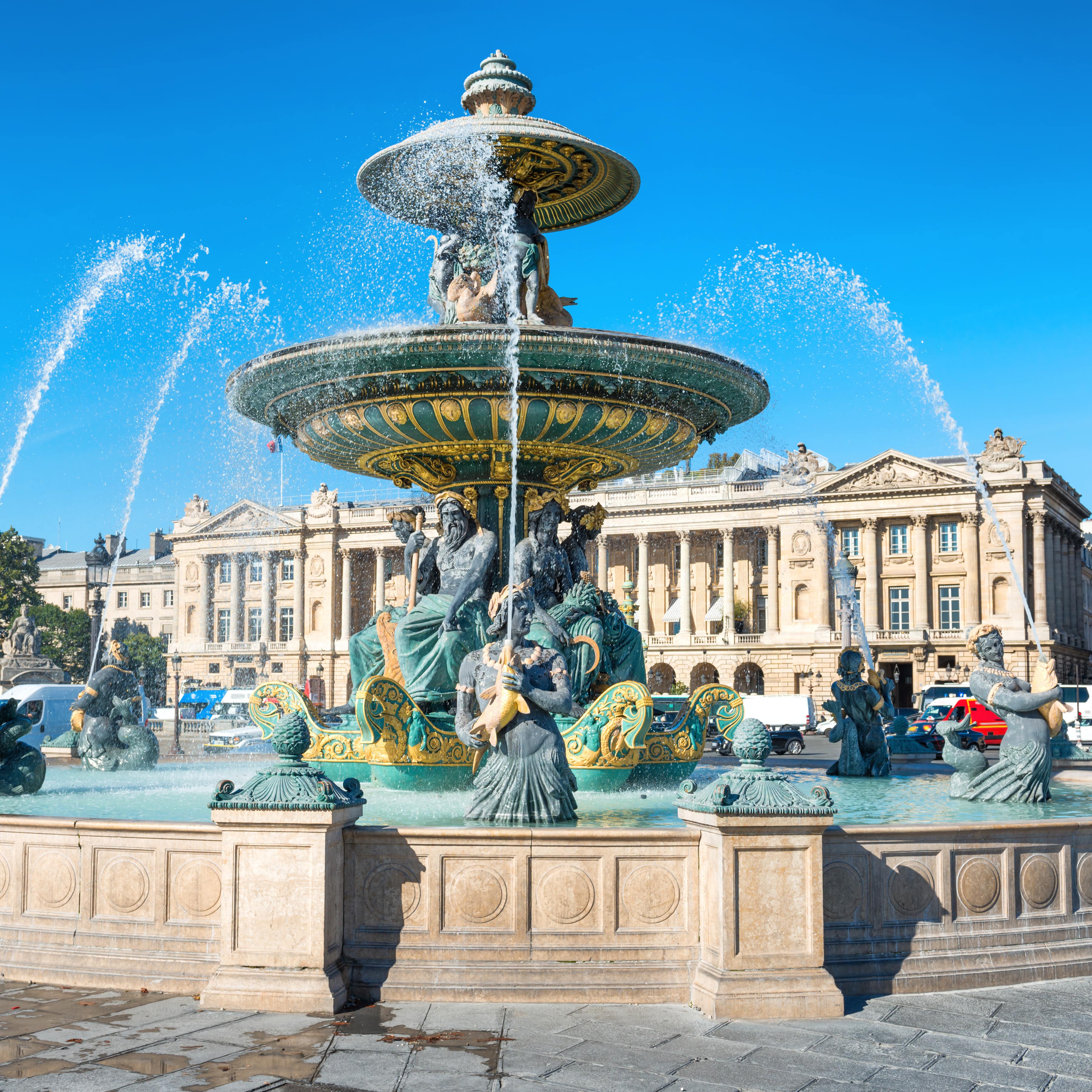 Brunnen am Place de la Concorde.