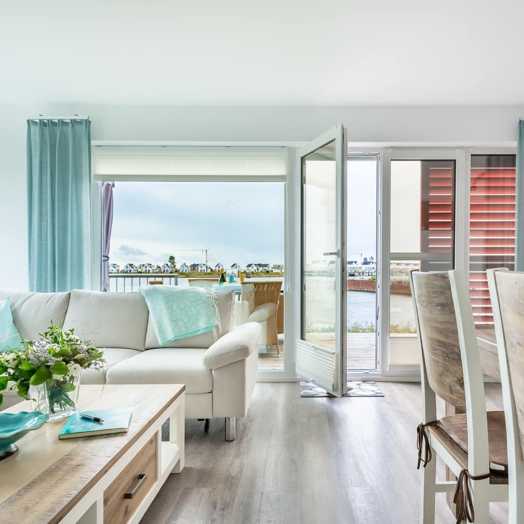Maritim und geschmackvoll eingerichtete Ferienwohnung in Kappeln mit Blick auf das Wasser