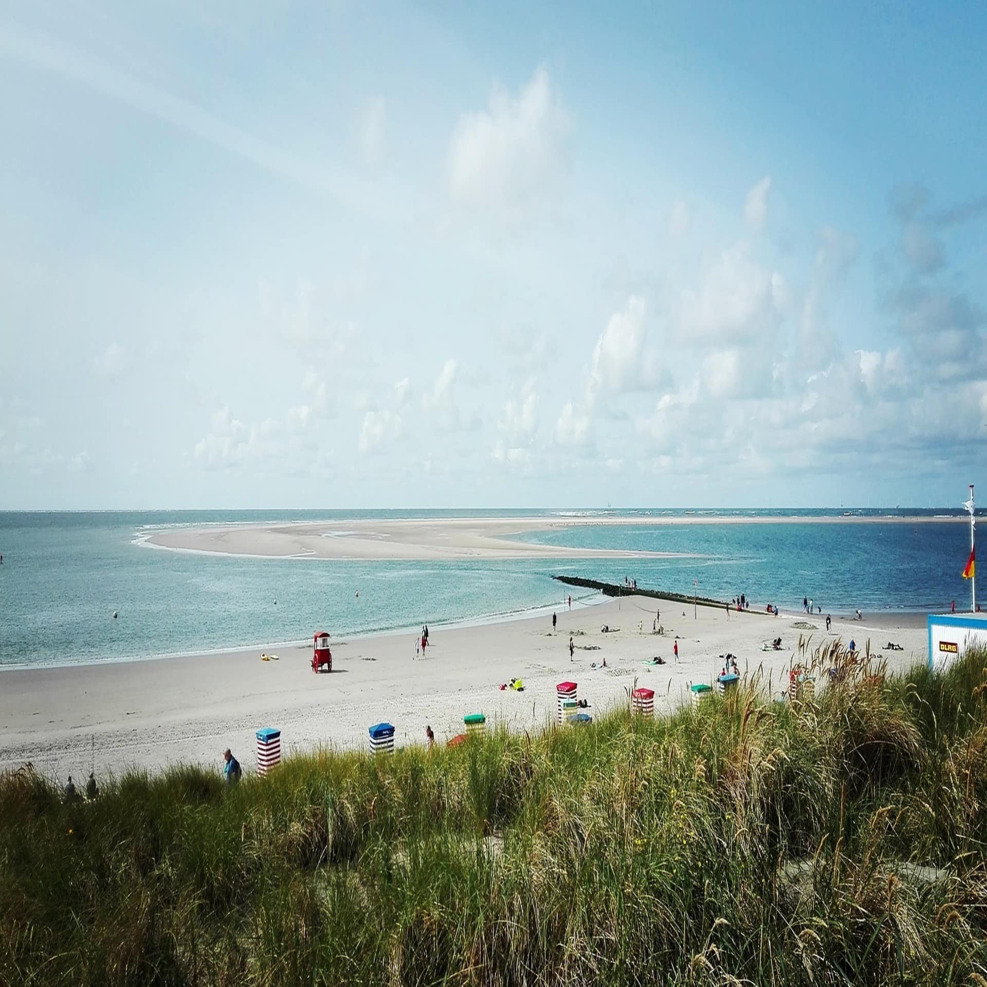 Blick vom Deich auf den Strand von Borkum