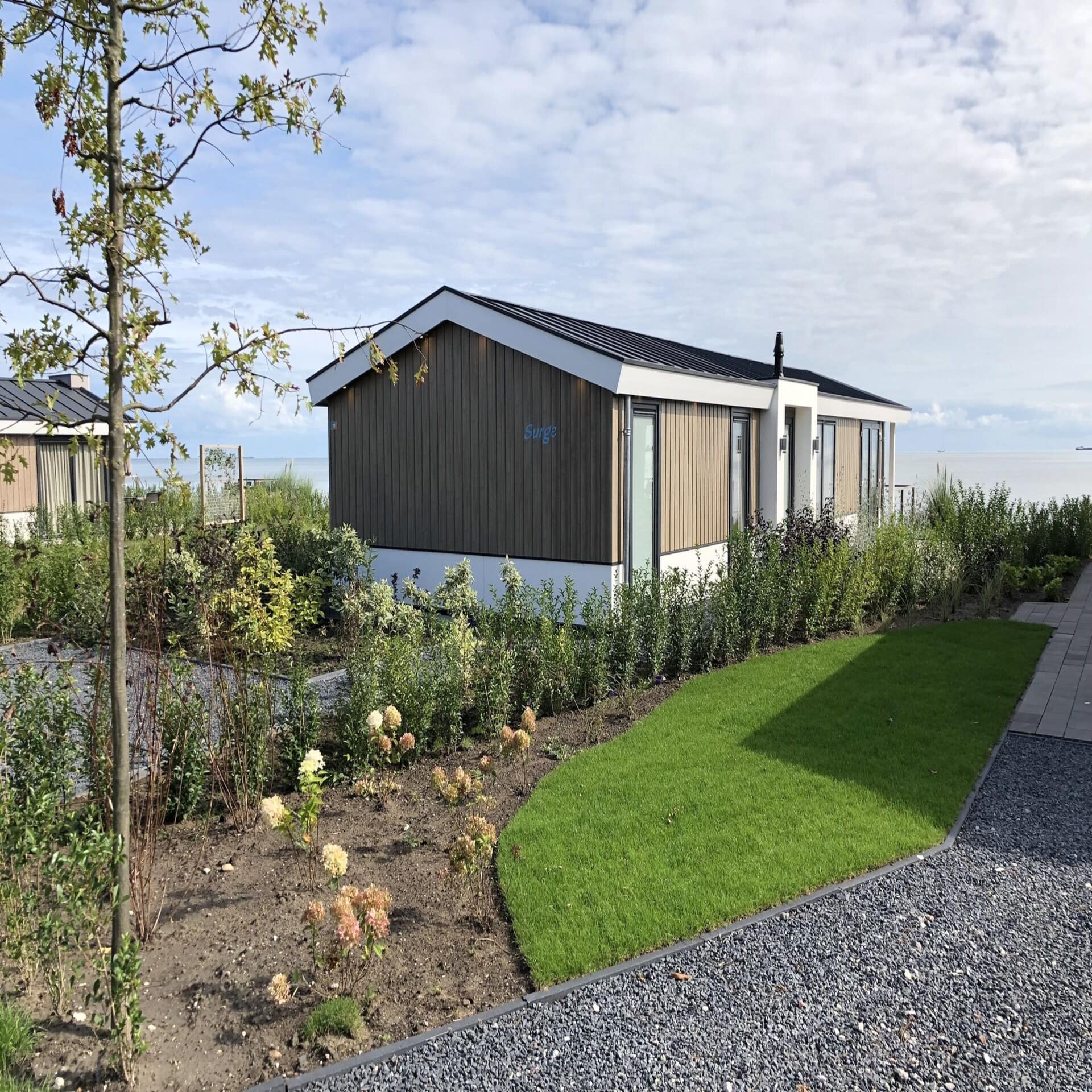 Bungalow mit Garten und Blick auf die Nordsee.